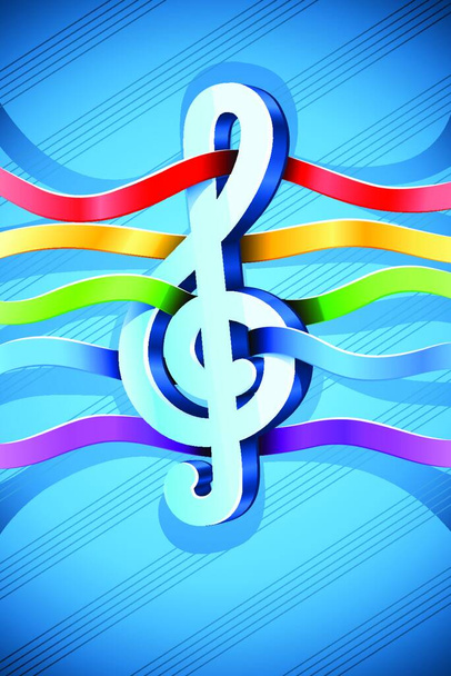 "treble clef musical symbol with ribbon" - Vektör, Görsel