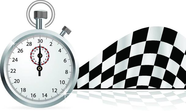 "Checkered flag with a stopwatch" - Vector, Imagen