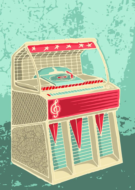 Retro jukebox, grafische vectorillustratie - Vector, afbeelding