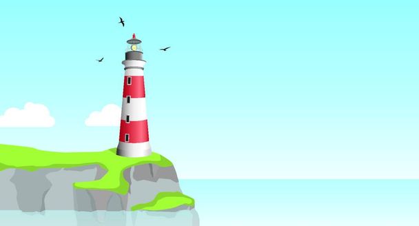 Lighthouse Landscape moderní vektorová ilustrace - Vektor, obrázek