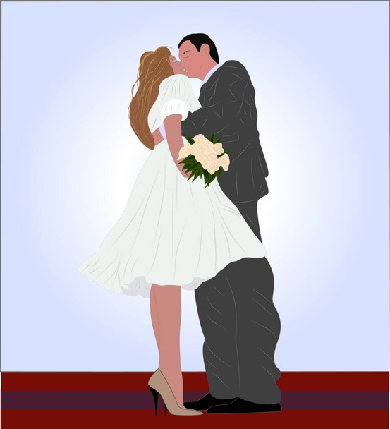 "Noiva e noivo "ilustração vetorial colorido - Vetor, Imagem