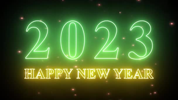 Tekst 2023 i musujące animacja Izolacja na czarnym tle, 2023 Nowy rok, szablon projektu Szczęśliwego Nowego Roku koncepcja Holiday Animate card. - Materiał filmowy, wideo