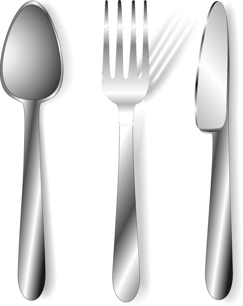 κουτάλι, πιρούνι και μαχαίρι διανυσματική απεικόνιση - Διάνυσμα, εικόνα