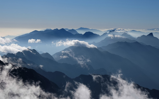 Morning Mist at Tropical Mountain Range - Photo, Image