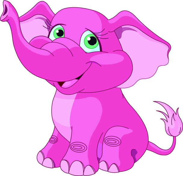 Pink elephant, graphic vector illustration  - Vector, Imagen