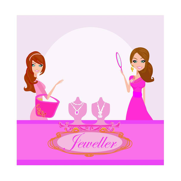 Girls and jewelry  vector illustration - Vector, Image