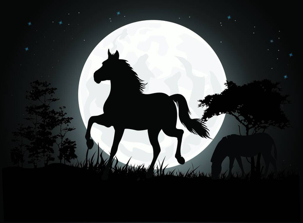 "silhouette of horse"  vector illustration - Vettoriali, immagini