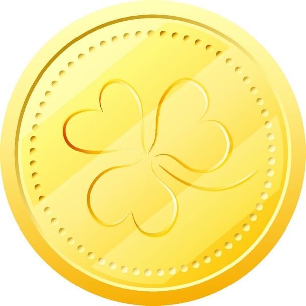 "Διάνυσμα χρυσό κέρμα με το τριφύλλι. Σύμβολο της ημέρας του St. Patrick" - Διάνυσμα, εικόνα