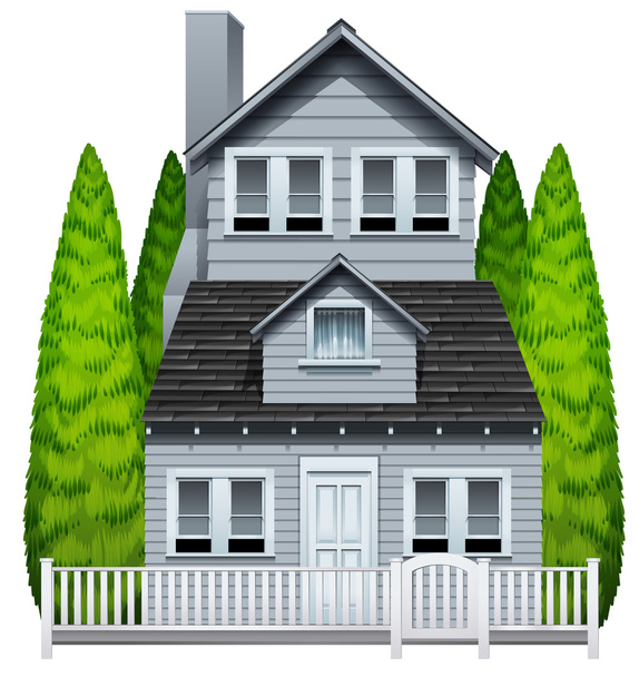 A house with a fence - Vector, Image