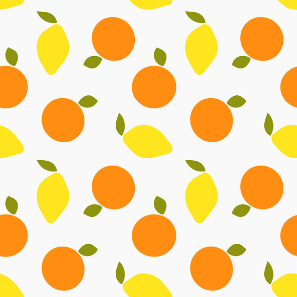 Oranges and lemons fruit seamless pattern. Vector illustration. - Vector, imagen