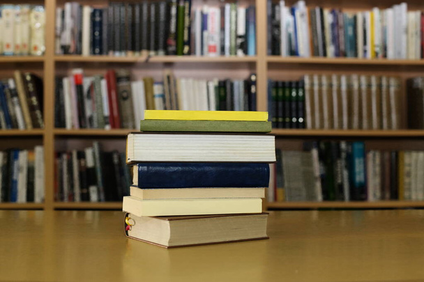 bookshelves in the library, close-up. - Photo, Image