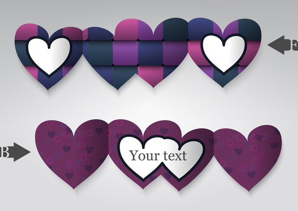 Template greeting card in the form of heart. - Vector, Imagen