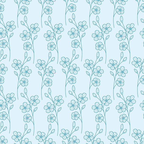 Modèle de répétition florale bleue, tuile vectorielle sans couture - Vecteur, image