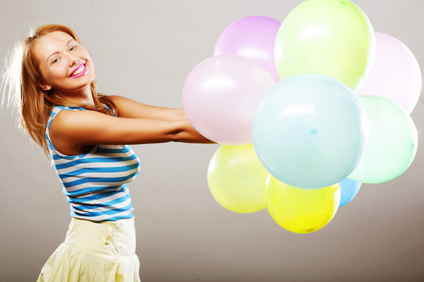 happy girl with balloons - Fotoğraf, Görsel