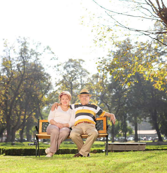 Ouder paar ontspannen in park - Foto, afbeelding