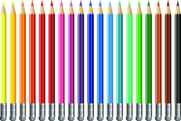 vector illustration of color pencils - Vektör, Görsel