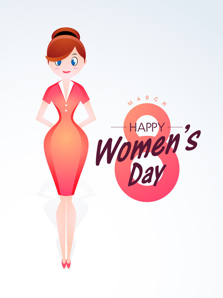 Happy Women's Day celebration with young girl. - Vector, Image
