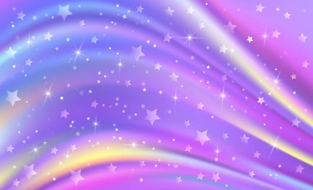 Fantasy purple rainbow background in stars for design. Vector illustration. - Vector, Image