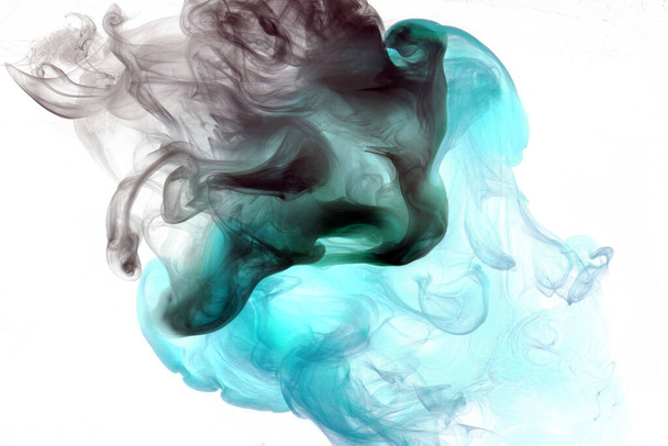 Blue black ink abstract background. Acrylic paint backdrop for perfume, hookah, cosmetics. Mysterious smoke clouds, colorful fog - Fotó, kép