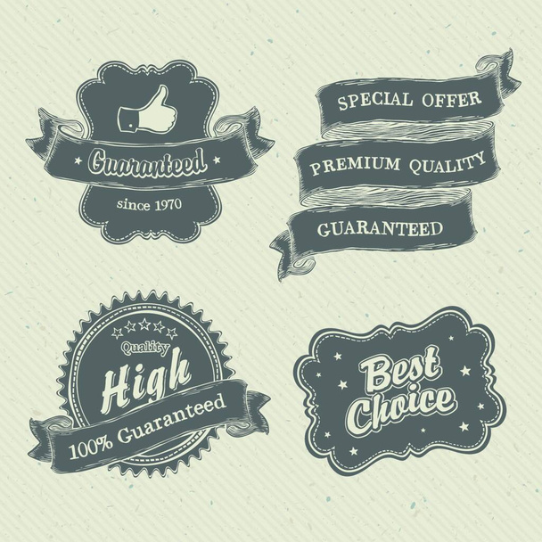 Vintage hand-drawn labels collection on textured paper.  - Vector, afbeelding