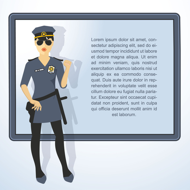 Frame with cop woman. - Vector, Image