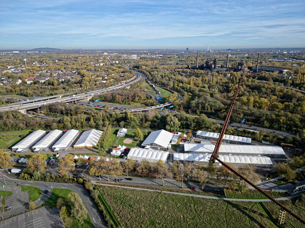 Temporary refugee accommodations in North Rhine-Westphalia, Germany. The tents are being used by refugees from Ukraine and by asylum seekers. - Photo, Image