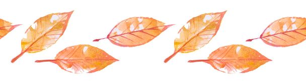 Patrón sin costuras de acuarela de hojas de otoño brillantes, tonos amarillos y naranja brillante. - Foto, Imagen