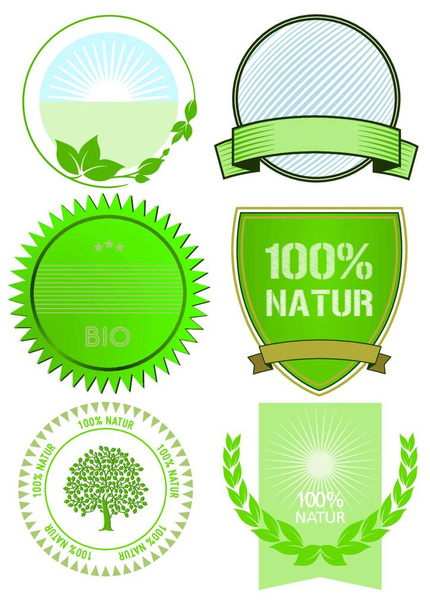 Etiquetas e insignias de alimentos orgánicos y frescos
 - Vector, Imagen