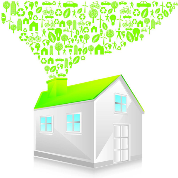 zöld ház, egyszerű vektor illusztráció  - Vektor, kép