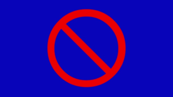 青いクロマキーを背景に禁止されている交通信号のアニメーション - 映像、動画