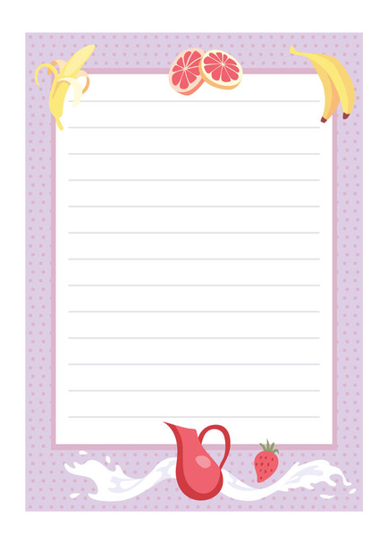 Recipe card. Cooking card template. Culinary notes and sticker with cute ingredients. Menu note template. - Vecteur, image
