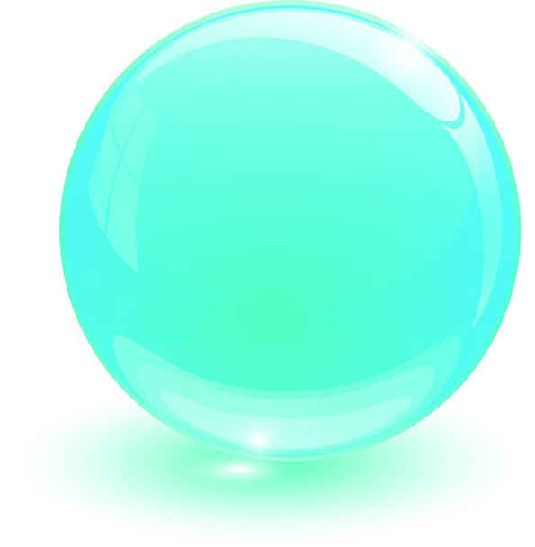 Blue glassy ball, graphic vector illustration - Vector, afbeelding