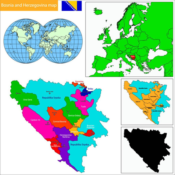 Bosnia and Herzegovina map, web simple illustration - Vector, Image