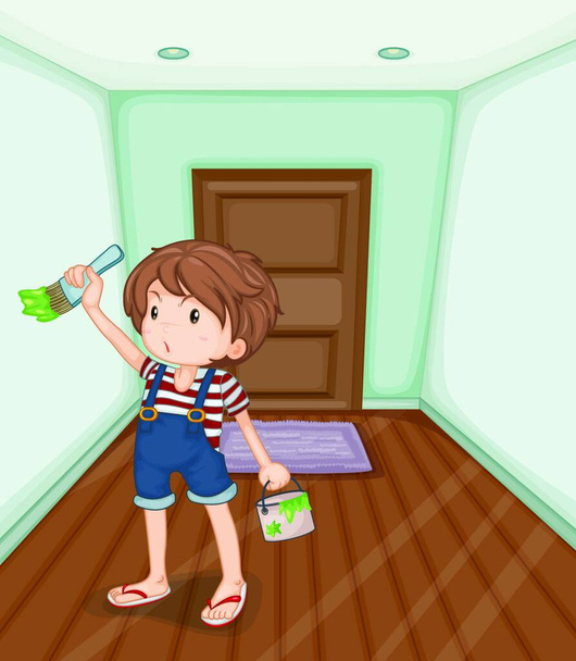 boy painting, graphic vector illustration - Vector, Image