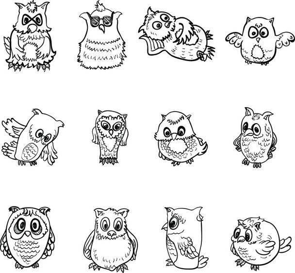 Set of owl, vector illustration - Вектор,изображение