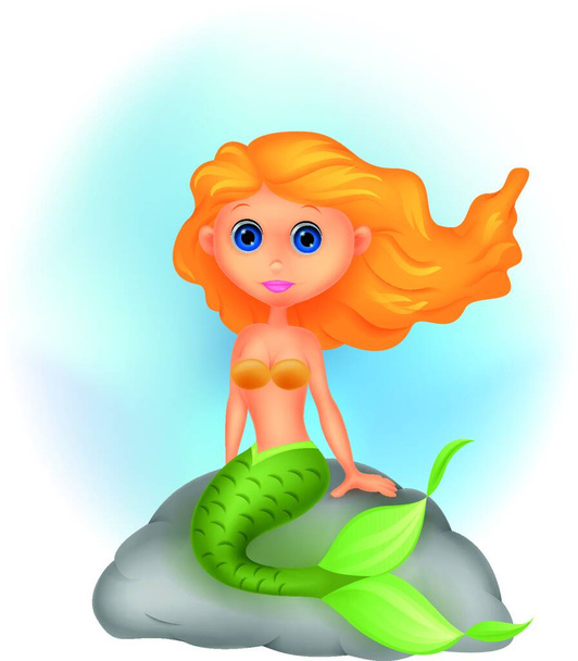 cute mermaid cartoon vector illustration - Vektor, Bild
