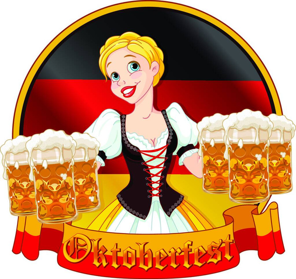 Oktoberfest girl icon for web, vector illustration - Vector, Imagen