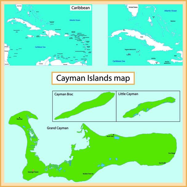 Mappa Isole Cayman, web semplice illustrazione - Vettoriali, immagini