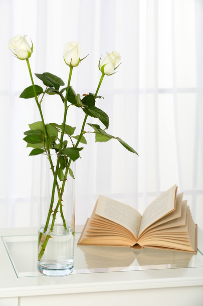 Beautiful bouquet of flowers in vase on window background - Fotografie, Obrázek
