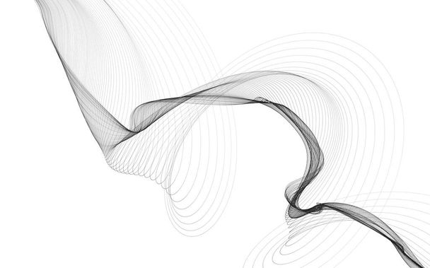 Fondo abstracto con líneas de onda monocromas sobre fondo blanco. Fondo de tecnología moderna. - Foto, Imagen