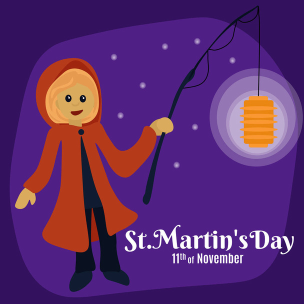 Saint Martin's Day, traditional holiday banner laternelaufen vector illustration - Vector, Image