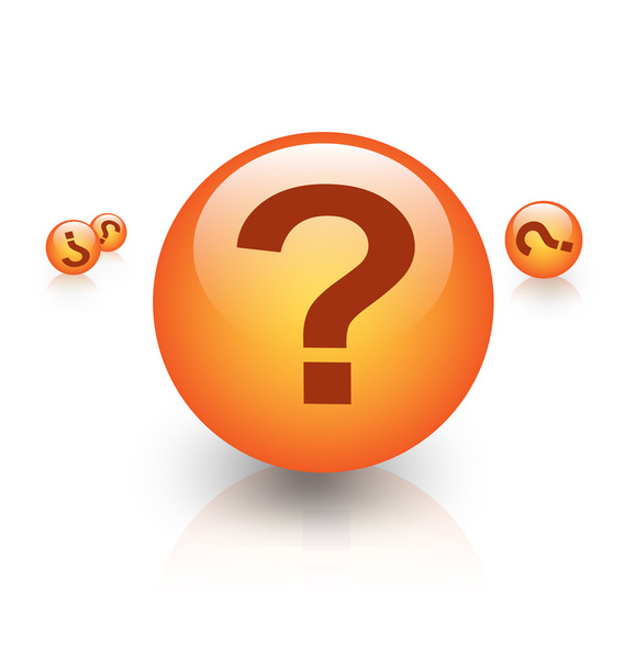 Orangefarbene Kugel mit Fragezeichen - Vektor, Bild