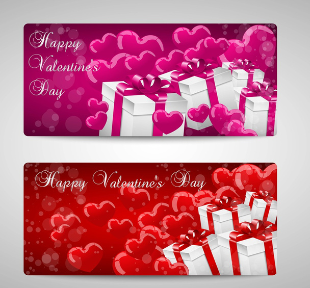 Set of two Valentines day cards pink and red - Vector, Imagen