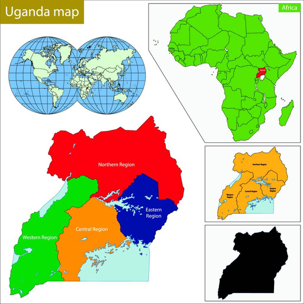 Mappa Uganda, web semplice illustrazione - Vettoriali, immagini