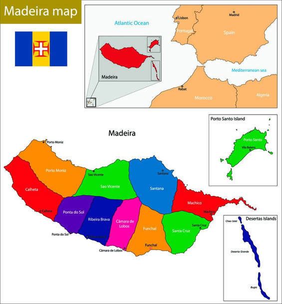 Madeira mapa, web simple ilustración - Vector, imagen