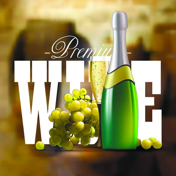 wine and grapevine, vector illustration simple design - Vector, Image
