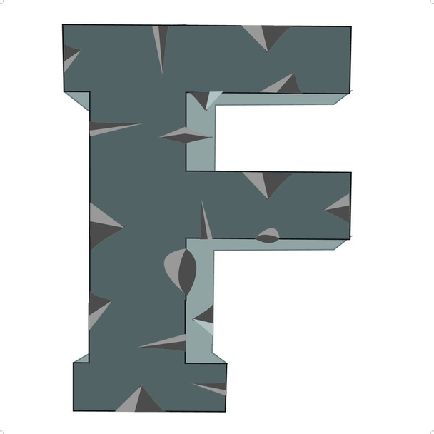 Letra de piedra F, ilustración vectorial diseño simple - Vector, Imagen