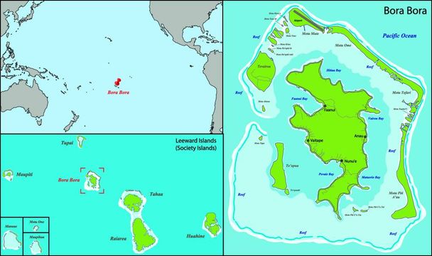Karte von Bora Bora, einfache Illustration im Web - Vektor, Bild
