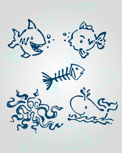 illustration des animaux marins vecteurs - Vecteur, image
