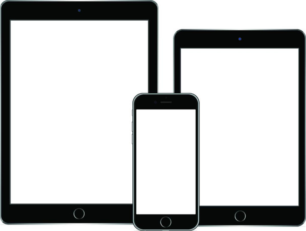 планшет и смартфон, графическая векторная иллюстрация - Вектор,изображение